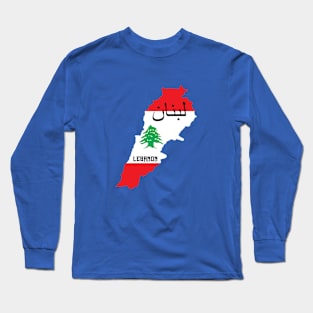 Lebanon flag & map Long Sleeve T-Shirt